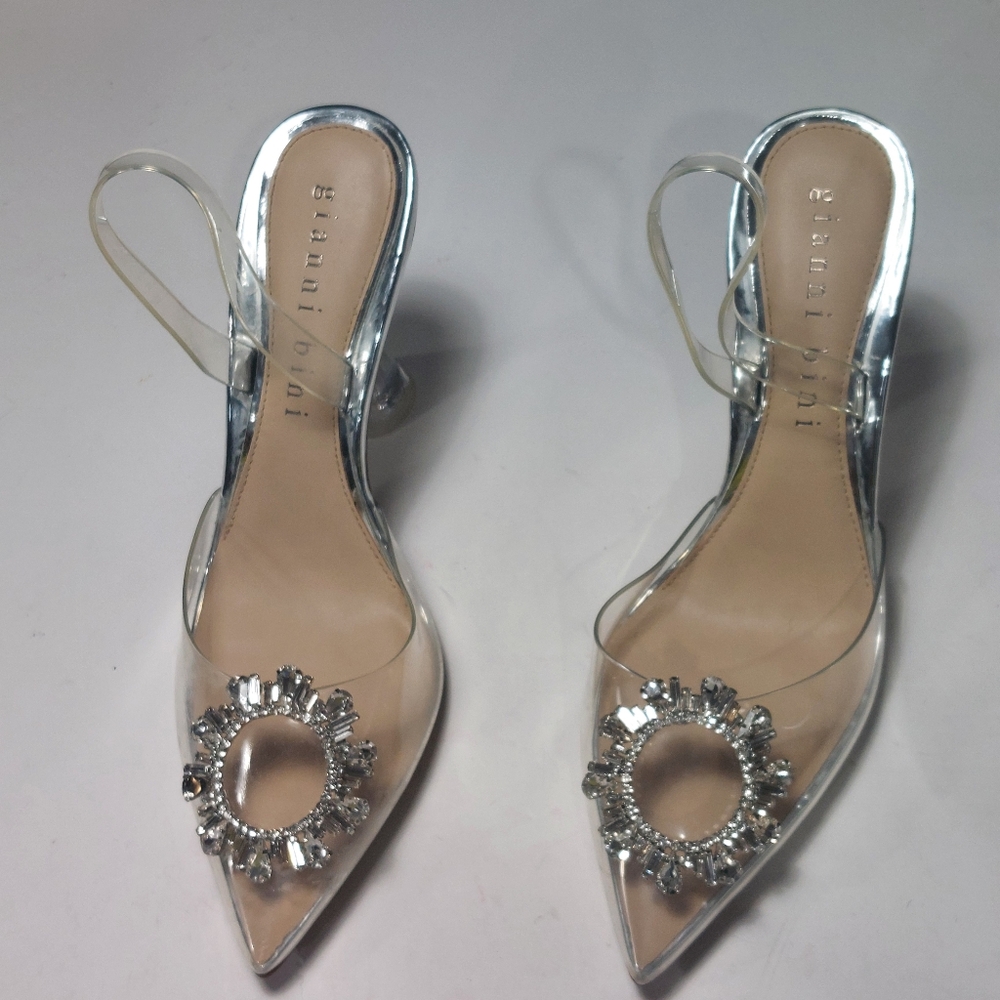 GIANNI BINI Vivyee Clear Rhinestones Heels Size 11 - Picture 2 of 15